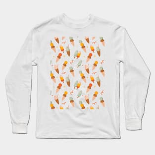 Ice cream Pattern in Vintage Colors Long Sleeve T-Shirt